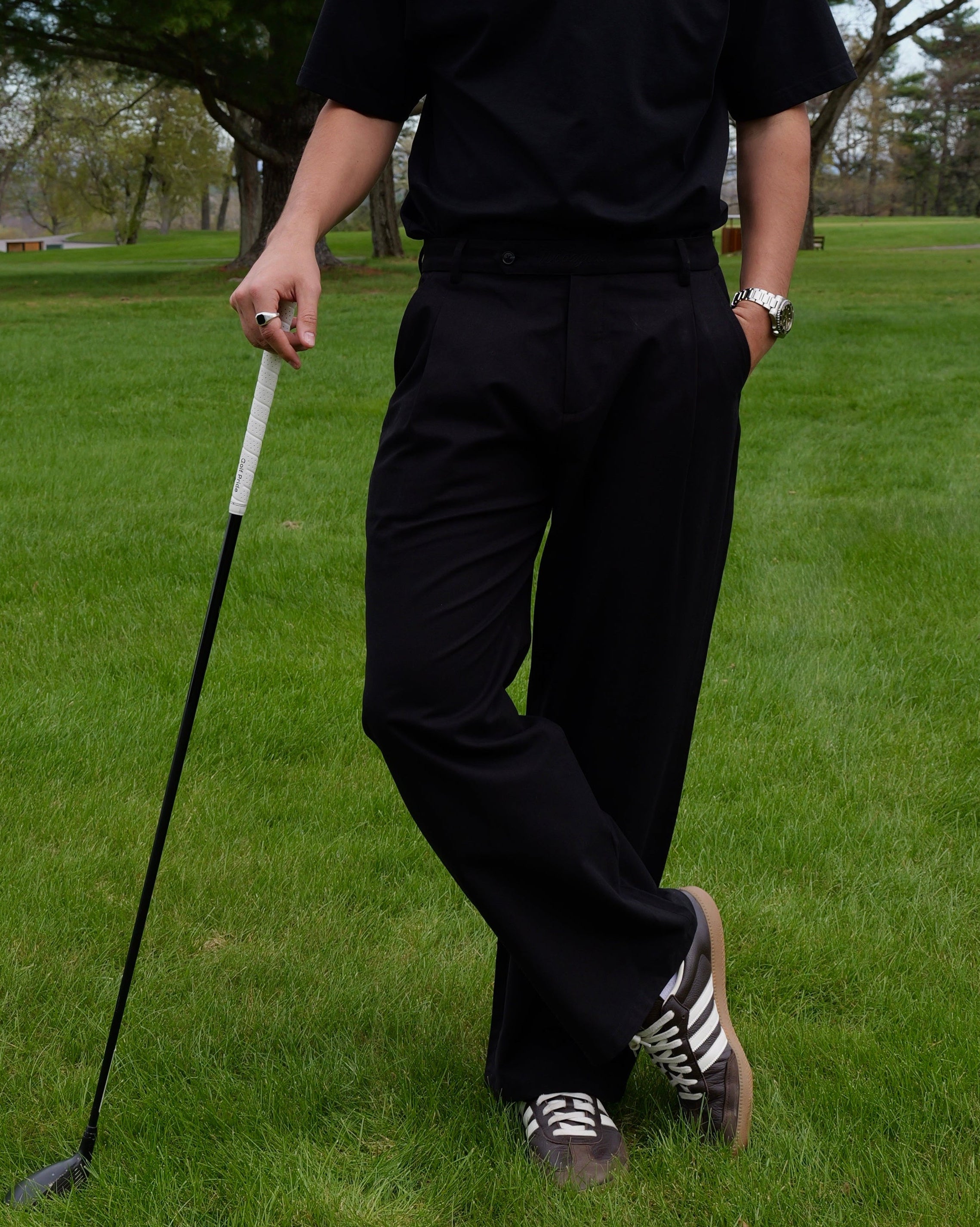 The Perfect Trouser • Black – Woodgrain Golf