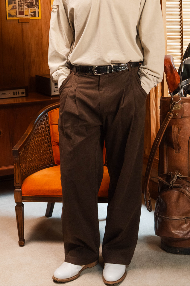 Legacy Double Pleated Trouser • Chocolate Brown