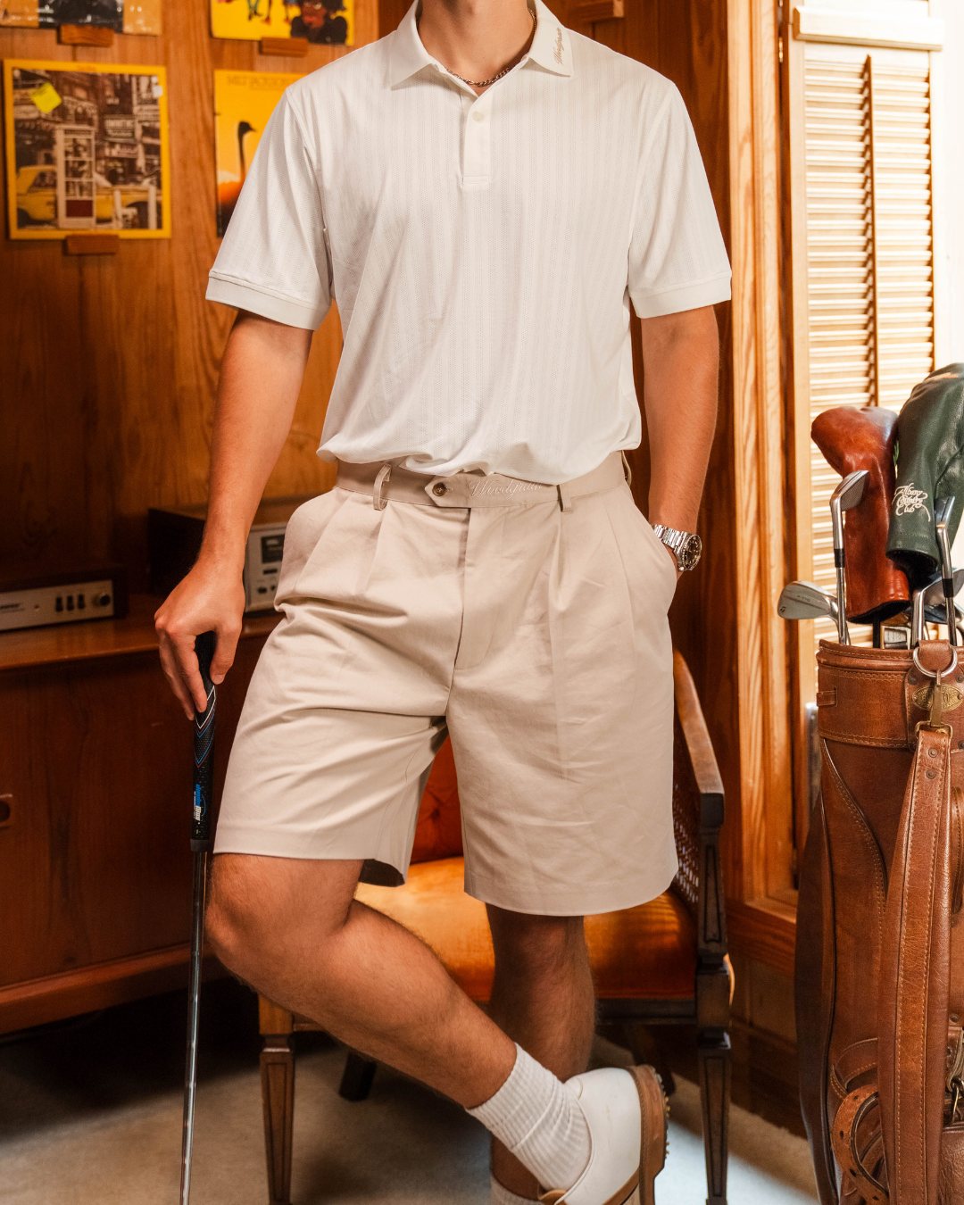 The Double Pleated Short • Tan