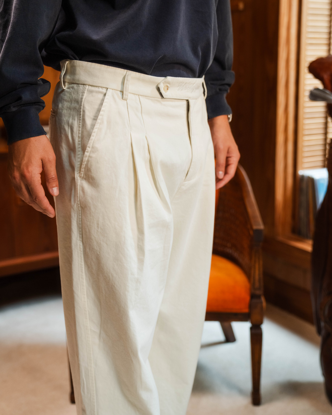 Legacy Double Pleated Trouser • Cream