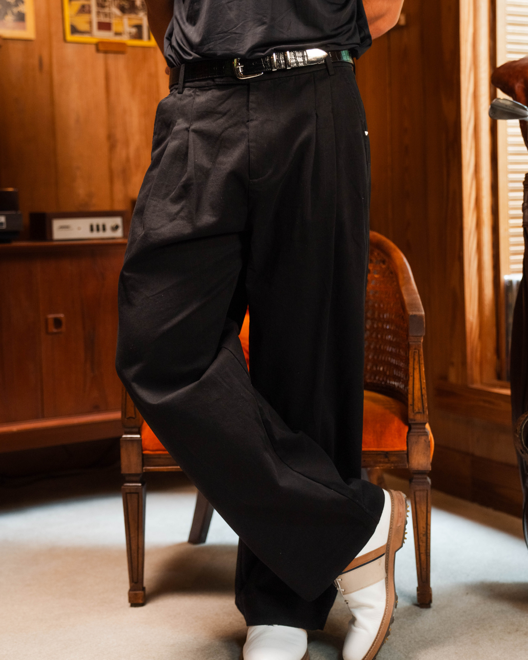 Legacy Double Pleated Trouser • Black