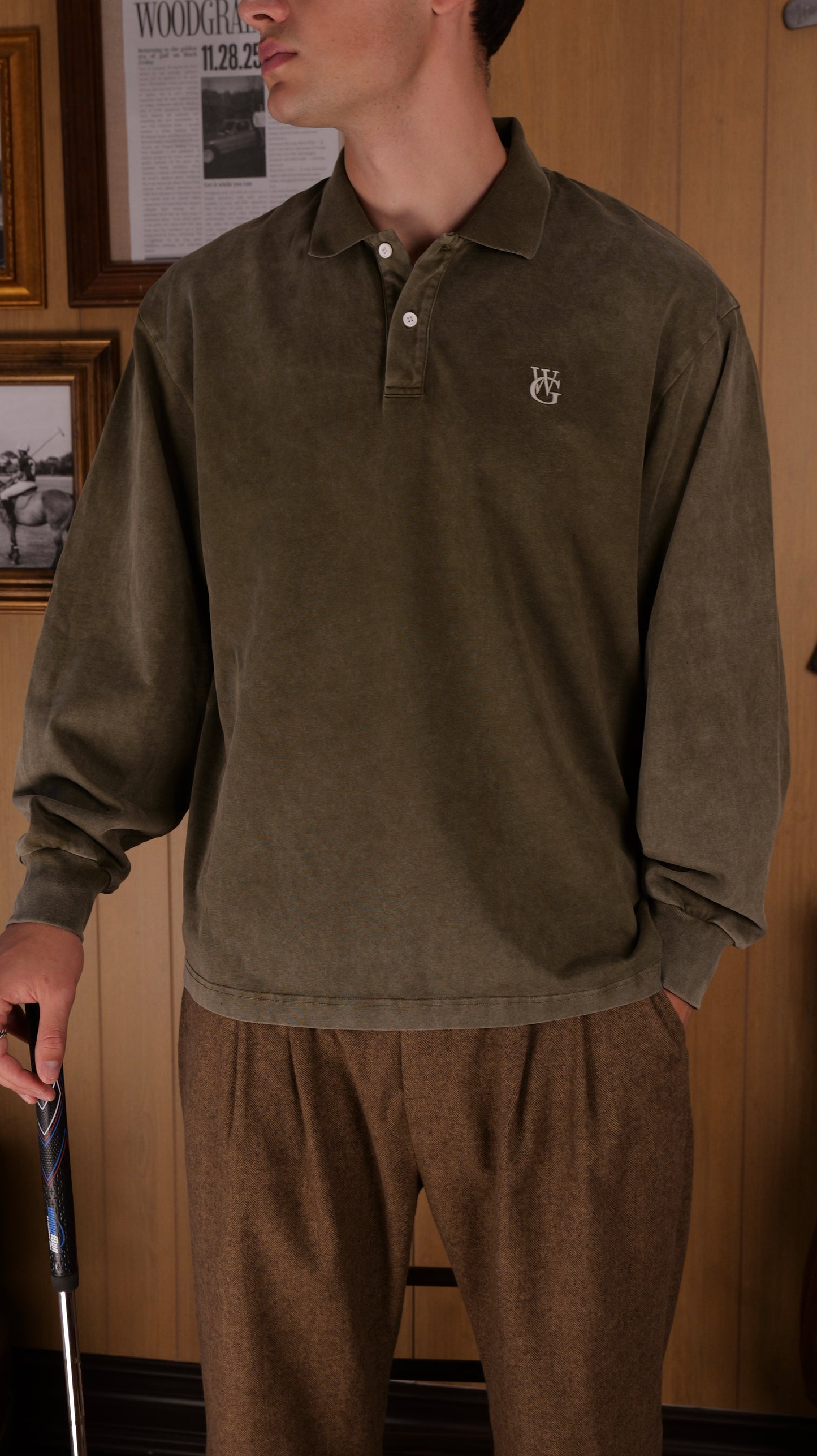 Long Sleeve Polo • Moss