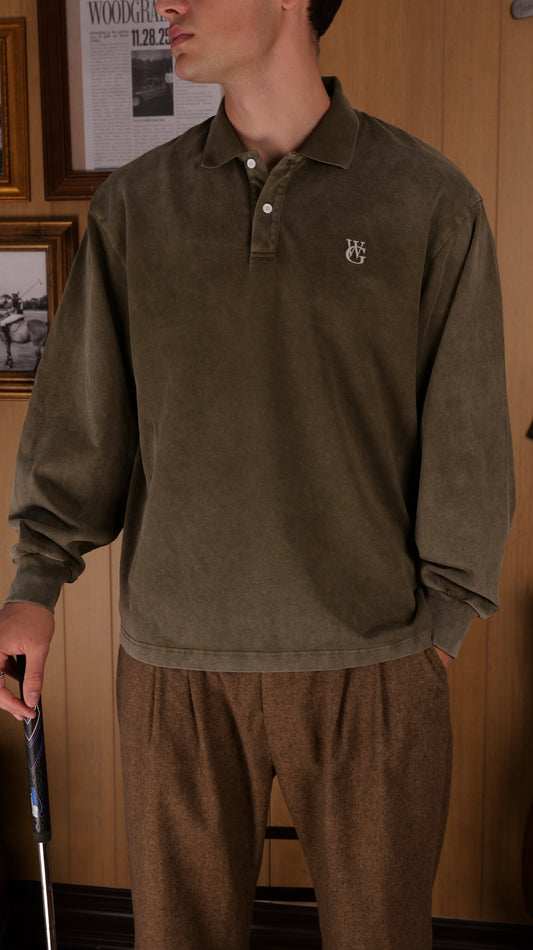Long Sleeve Polo • Moss