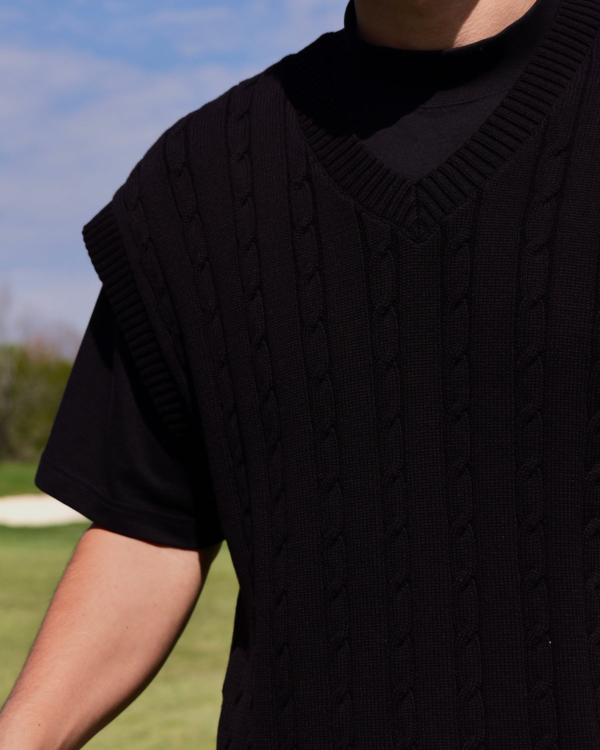 Cable Knit Sweater Vest • Black