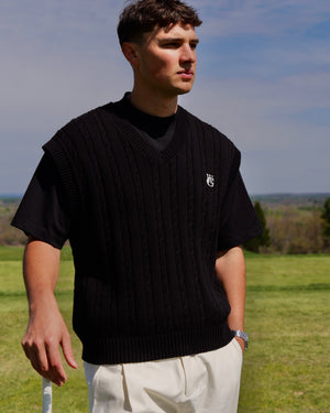 Cable Knit Sweater Vest • Black